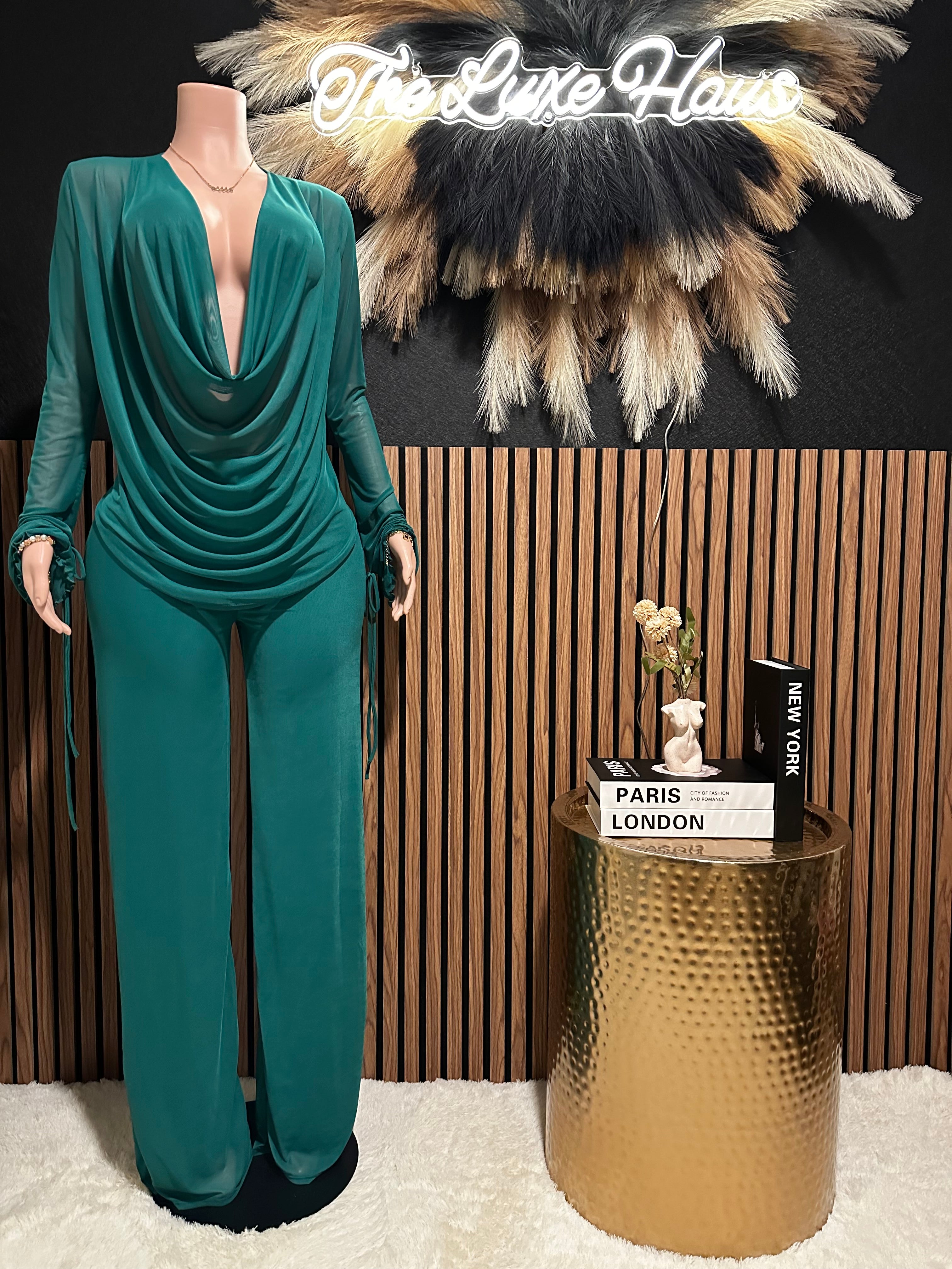 Emerald Cowl Neck Set